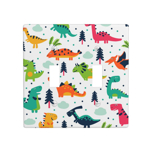 Double Toggle Receptacle Outlet Wall Plate Dinosaurs Pattern Decorative Light Switch Plates Cover, Switch Wallplate Cover