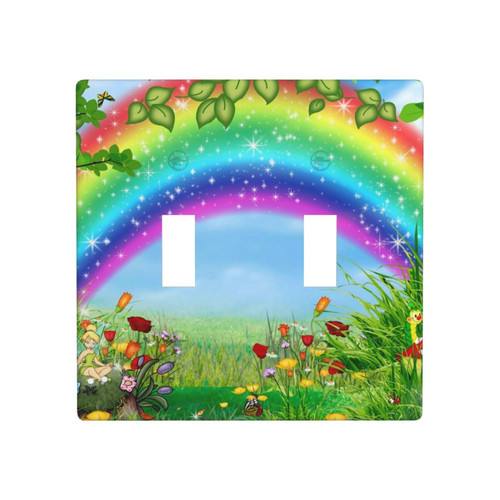 Double Toggle Receptacle Outlet Wall Plate Faries Mushroom Decorative Light Switch Plates Cover, Switch Wallplate Cover