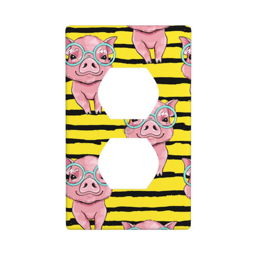 Duplex Outlet Decorator Light Switch Covers Receptacle Outlet Wall Plates Cute Pig on Yellow Background Electrical Outlet Covers Plates
