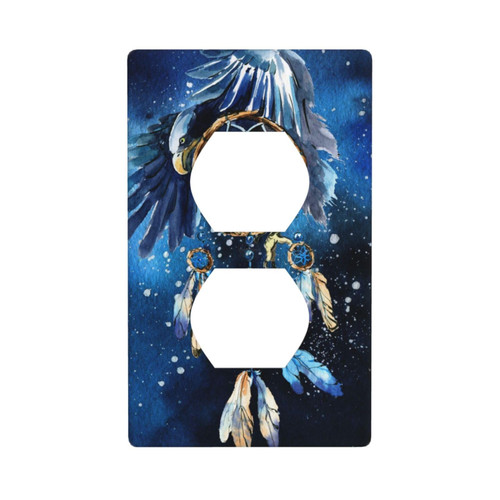 Duplex Outlet Decorator Light Switch Covers Receptacle Outlet Wall Plates Dream catcher with eagle universe Electrical Outlet Covers Plates