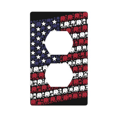Duplex Outlet Decorator Light Switch Covers Receptacle Outlet Wall Plates Elephant Waving United States Flag Electrical Outlet Covers Plates