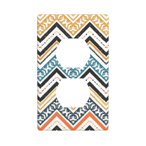 Duplex Outlet Decorator Light Switch Covers Receptacle Outlet Wall Plates Ethnic Zigzag Striped Tribal Motifs Electrical Outlet Covers Plates