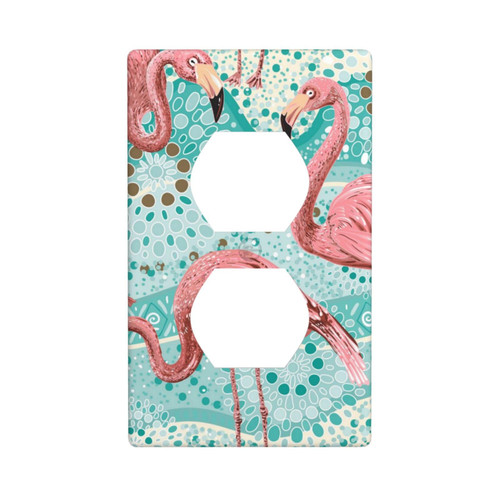Duplex Outlet Decorator Light Switch Covers Receptacle Outlet Wall Plates Floral Flamingos and Tropical Plants Electrical Outlet Covers Plates