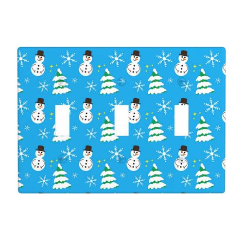 Triple Toggle Decorator Light Switch Receptacle Cute Snowman and Trees Outlet Wall Plate Covers Electric Receptacle Plug Covers