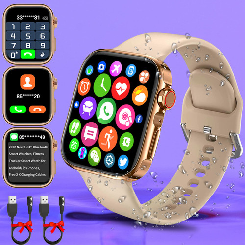 Smart Watch for Men Women, 1.81'' Full Touch Screen Smartwatch with Answer/Make Call/Heart Rate Sleep Monitor, Waterproof Bluetooth Fitness Tracker Smart Watches Sports Applicable to Android iOS