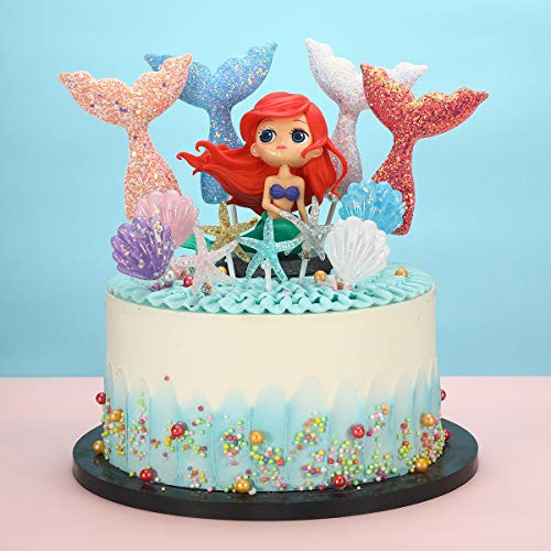 [Christmas Cake Decor] Hekoy 12pcs Mermaid Cake Toppers Cupcake Toppers Picks Party Cake Decorations Supplies for Baby Shower Birthday Wedding
