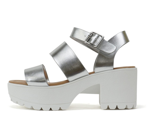 Soda ACCOUNT ~ Women Open Toe Two Bands Lug sole Fashion Block Heel Sandals with Adjustable Ankle Strap (Silver Metallic, us_footwear_size_system, adult, women, numeric, medium, numeric_8_point_5)