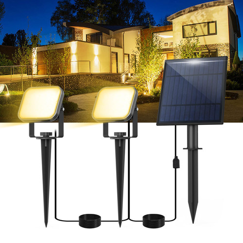 T-SUN RGB Solar Spotlight Outdoor, Solar Outdoor Lights Landscape Lights IP65 Waterproof Solar Garden Lights Lawn Light Outdoor Spotlight Auto On/Off for Garden Yard Lawn Path 2 in 1