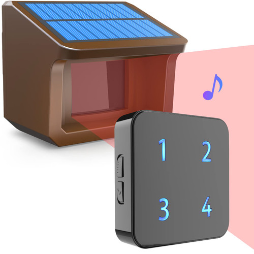 Driveway Alarm System- HTZSAFE 1/2Mile Solar Driveway Alarm System- Up to 70FT Wide Sensor Range- Fully Weatherproof Outdoor Motion Sensor&Detector DIY Security Alert System-1 Receiver and 1 Sensors