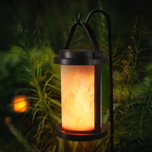 MALUX Solar Outdoor Lanterns Hanging Solar Lanterns Outdoor Waterproof IP54 Solar Lights Outdoor Waterproof Lantern Garden Solar Lanterns for Outside Flickering Flame Patio Porch Balcony Table Hotel