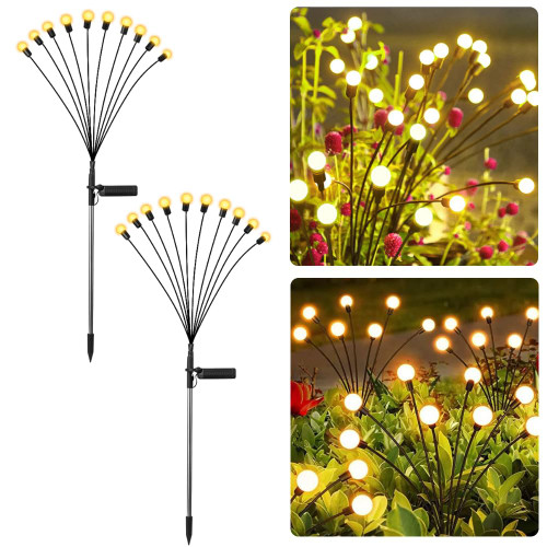 Solar Garden Lights - Wind Dance Solar Lights,10LED-2pack Solar Firefly Lights Solar Swaying Lights, Sway by Wind, Solar Lights Outdoor Waterproof, Decorative Lights Yard Patio Pathway Decoration