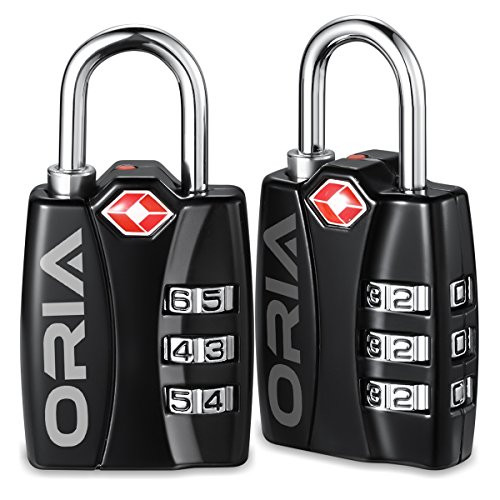 ORIA Luggage Lock, Cable Travel Lock, TSA Approved Cable Luggage Locks, Travel Combination Lock, Safe Padlock for Suitcases, Baggage, Backpacks, Small Cabinets, Briefcases, Computer Bags (Pack of 2)
