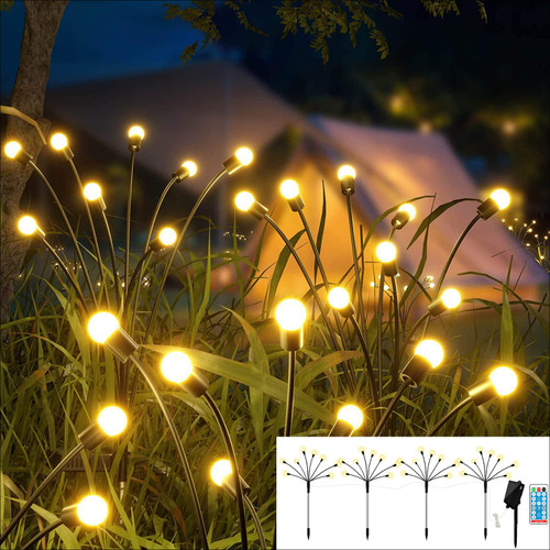 ZEYXINH 8LED Upgraded Solar Garden Lights,Solar Firefly Lights with Remote Control 8 Modes,Solar Lights Outdoor Waterproof IP65,Wind Swaying Lights,Yard Patio Pathway Decoration(Warm White)