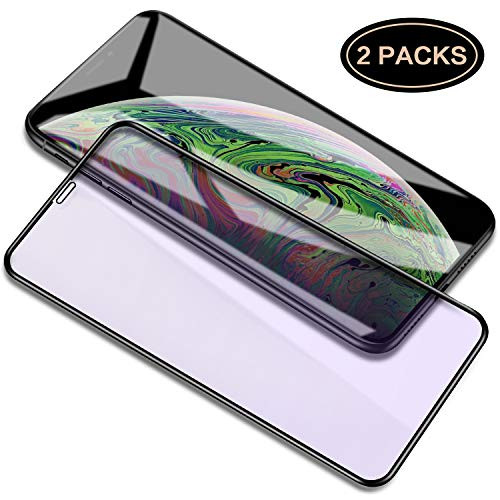 ICONFLANG Compatible iPhone Xs/iPhone X Screen Protector Full Coverage [2-Pack], Anti Blue Light 9H Tempered Glass Screen Protector Anti-Scratch 3D Curved Edge Design for Apple iPhone Xs/X (5.8 inch)
