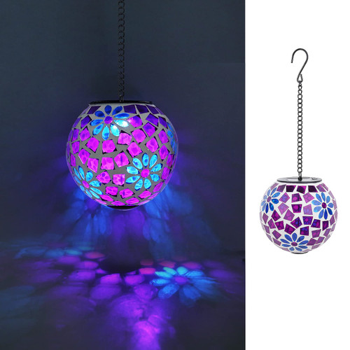 VCUTEKA Hanging Solar Lights Outdoor - Solar Powered Waterproof Landscape Lanterns with Mosaic Design for Patio, Yard, Garden and Pathway Decoration