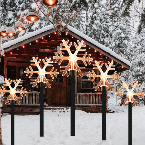 Solar Christmas Pathway Lights Outdoor, 2 Lighting Modes Solar Powered Stake Lights Waterproof, Christmas Decorations for Garden, Yard, Pathway, Lawn,Patio,Home Decor(5 Snowflakes ) Solar Christmas Pathway Lights Outdoor, 2 Lighting Modes Solar Powered Stake Lights Waterproof, Christmas Decorations for Garden, Yard, Pathway, Lawn,Patio,Home Decor(5 Snowflakes )
