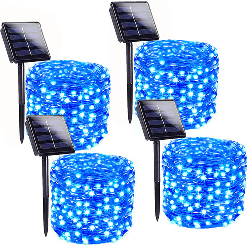 Solar String Lights Outdoor, 4 Pack Each 100 LED Solar Twinkle Lights Outside Waterproof Copper Wire with 8 Modes Solar Outdoor Fairy Light for Garden Yard Tree Christmas Patio Wedding Birthady (Blue) Solar String Lights Outdoor, 4 Pack Each 100 LED Solar Twinkle Lights Outside Waterproof Copper Wire with 8 Modes Solar Outdoor Fairy Light for Garden Yard Tree Christmas Patio Wedding Birthady (Blue)