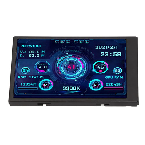 GOWENIC 3.5 Inch IPS USB Mini Screen, 480x320 Computer Temp Monitor PC Sensor Panel Display, CPU RAM HDD Data Temperature Display 360? Rotation Type C Sub Screen for Computer Case