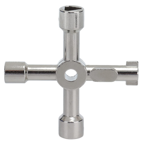 Fafeicy Utility Key Wrench, 4 in 1 Utility Key Cabinet Wrench, Zinc Alloy Cabinet Key Switch, Multifunctional Key Wrench for Cabinet Valve, Drill Chucks/Chuck Keys