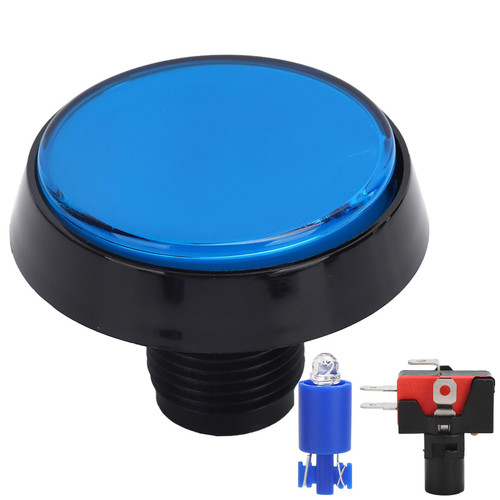 60mm Arcade Buttons, Big Round Plane Game Console Button with LED Lights, High Sensitivity, Fast Button Response, Push Button for Arcade Machine Video Games Console(Blue)