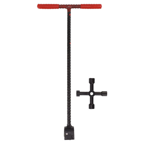 plplaaoo 41x20cm Water Meter Key,Steel T Handle Curb Key with 4 Way Multi Functional Utilities Key,Water shut off tool,for Water Meter on off, Valve