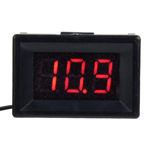 Digital Voltmeter, Digital Voltmeter, Two Wire, DC 2.4-30V, 0.36inch LED Display, Waterproof Voltage Meter, Ammeters (Font Backlight red)