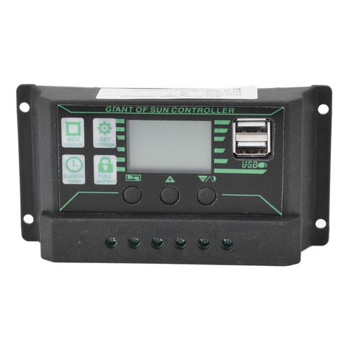 Solar Charge Controller, Solar Charge Discharge Controller Adjustable LCD Display PWM Dual USB Photovoltaic MPPT Solar Panel Regulator(20A)