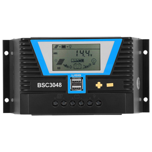 30A PWM Solar Controller,Solar Controller, Solar Charge Controller, Solar Charge Controller, Solar Controller for Different Batteries BSC3048 30A 12V/24V/36V/48V Charge Controller