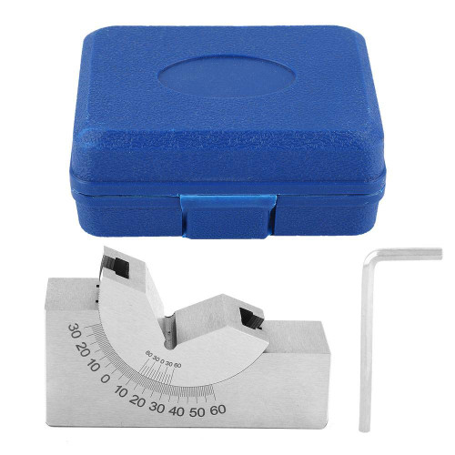 Angle V Block Milling Stainless Steel Precision Micro Adjustable Angle V Block, Precision Gauge Micro Milling Setup Angle Blocks with Wrench
