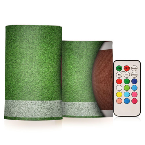 RunningBear American Football Ball Flameless Candles with Remote Timer Battery Operated Flameless Pillar Candles Set of 2 Tea Lights Candles for Halloween Chritmas Gift RunningBear American Football Ball Flameless Candles with Remote Timer Battery Operated Flameless Pillar Candles Set of 2 Tea Lights Candles for Halloween Chritmas Gift