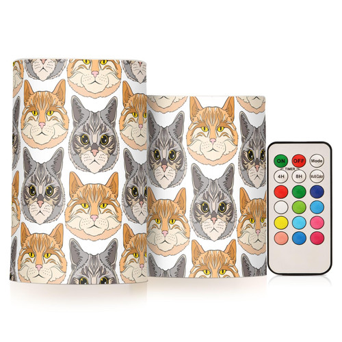 RunningBear Grey Orange Tabby Flameless Candles with Remote Timer Battery Operated Flameless Pillar Candles Set of 2 Tea Lights Candles for Halloween Chritmas Gift RunningBear Grey Orange Tabby Flameless Candles with Remote Timer Battery Operated Flameless Pillar Candles Set of 2 Tea Lights Candles for Halloween Chritmas Gift