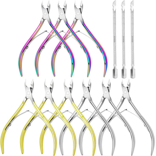 12Pack Cuticle Trimmer, Cuticle Nipper With Cuticle Pusher Cuticle Nipper Cuticle Remover Cutter Stainless Steel Nail Cuticle Trimmer Manicure Pedicure Tools For Finger, Toenails-Gold, Rainbow, Sliver 12Pack Cuticle Trimmer, Cuticle Nipper With Cuticle Pusher Cuticle Nipper Cuticle Remover Cutter Stainless Steel Nail Cuticle Trimmer Manicure Pedicure Tools For Finger, Toenails-Gold, Rainbow, Sliver