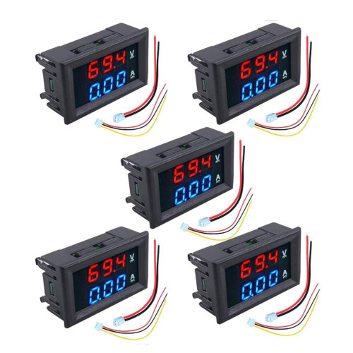 diymore 5PCS 0.28" Volt Amp Meter Digital Voltmeter Ammeter DC 100V 10A Waterproof Dual Display Current Voltage Meter Mini Ammeter Voltmeter 3 Bits Dual LED Display Panel(Red-Blue) diymore 5PCS 0.28" Volt Amp Meter Digital Voltmeter Ammeter DC 100V 10A Waterproof Dual Display Current Voltage Meter Mini Ammeter Voltmeter 3 Bits Dual LED Display Panel(Red-Blue)