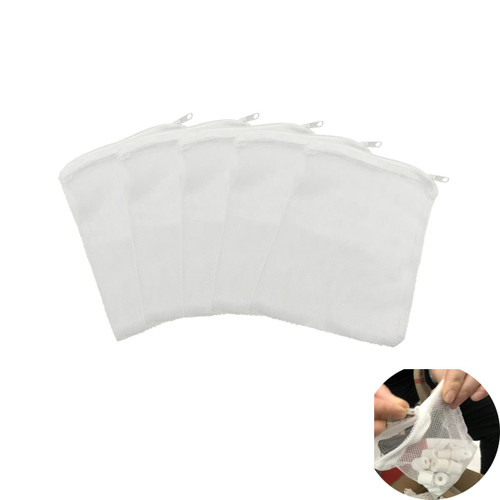 5 Pcs Tanks Filter Media Bags, Aquarium Media Bag, Aquarium Filter Bags, Fish Tank Media Mesh Filter Bags, with Zipper Reusable Aquarium Filter Media Bags.for Activated Carbon, Ceramic Rings, etc