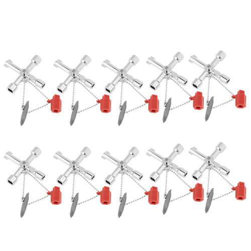 Zerodis 4Way MultiFunctional Utilities Key Cabinet Key Wrenches 10pcs Multifunction Universal Control Cabinet Key Wrenches Hand Tools