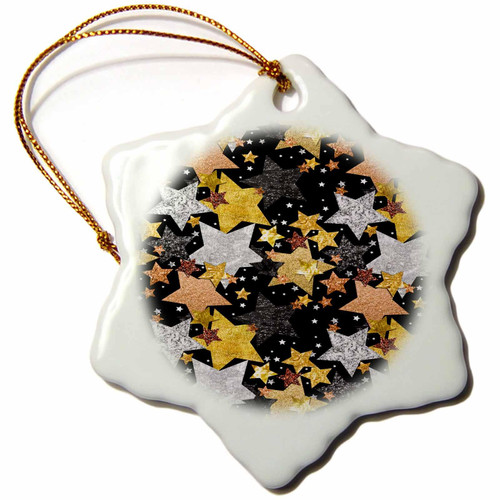 3dRose Stars, Layered Pattern, Image of Gold, Image of Silver, Image of... - Ornaments (orn-376230-1)
