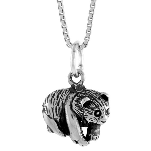 Sterling Silver Very Tiny Panda Pendant/Charm, 1/2 inch