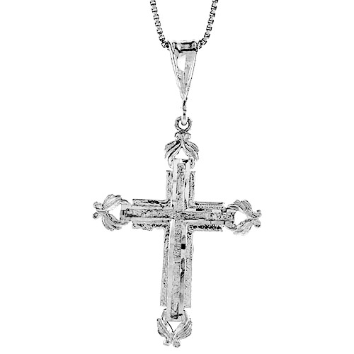 Sterling Silver Cross Pendant, 1 3/8 inch
