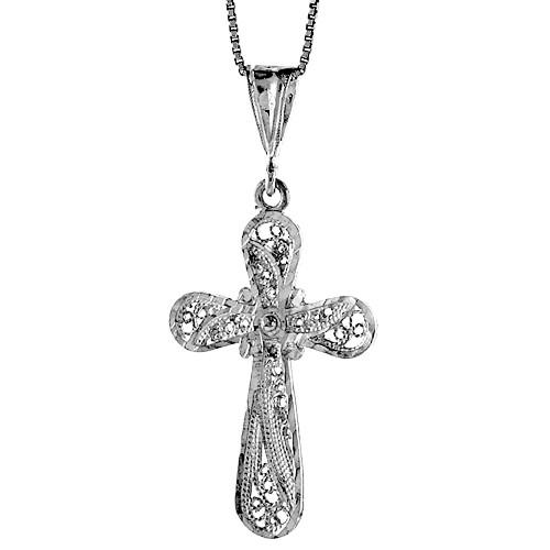 Sterling Silver Filigree Cross Pendant, 1 1/2 inch