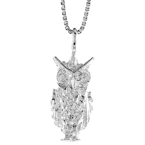 Sterling Silver Owl Pendant, 3/4 inch