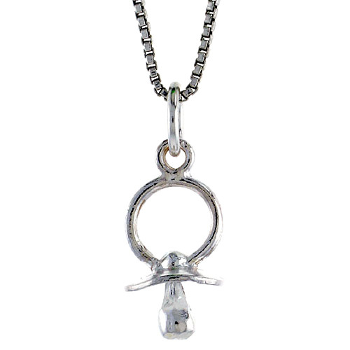 Sterling Silver Pacifier Pendant, 1/2 inch Tall