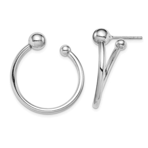925 Sterling Silver Rhodium Plated C hoop Post Earrings Measures 26.64x24.48mm Wide Jewelry Gifts for Women 925 Sterling Silver Rhodium Plated C hoop Post Earrings Measures 26.64x24.48mm Wide Jewelry Gifts for Women
