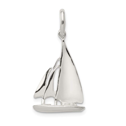 925 Sterling Silver Solid Polished Sailboat Charm Pendant Necklace Measures 23x17mm Wide Jewelry Gifts for Women