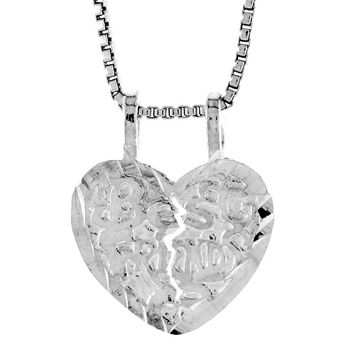 Sterling Silver Small Best Friend Pendant, 1/2 inch Tall