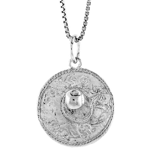 Sterling Silver Sombrero (Hat) Pendant, 1 inch Tall