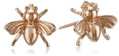 Amazon Collection 14k Rose Gold Plated Sterling Silver Bumblebee Stud Earrings