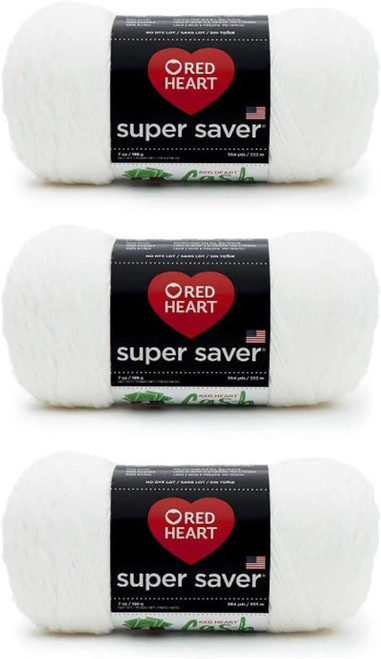 Red Heart Super Saver Yarn, 3 Pack, Soft White 3 Count