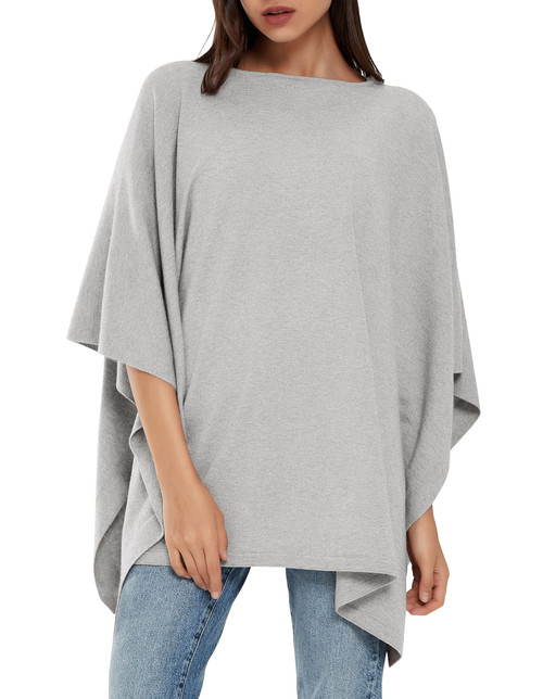 Womens Pullover Poncho Sweater Cashmere Feel Shawl Loose Fitting Ponchos Wraps Baggy Tops for Fall Winter