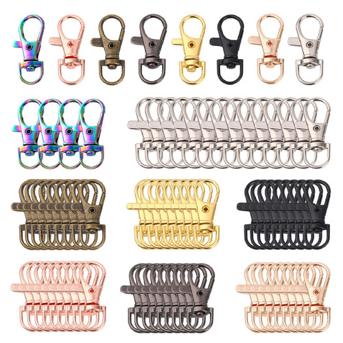 80 PCS Swivel Clasp Hooks Key Chain Clip Hooks Lanyard Snap Hooks Lobster Claw Clasp for Purse Hardware Sewing Craft Project