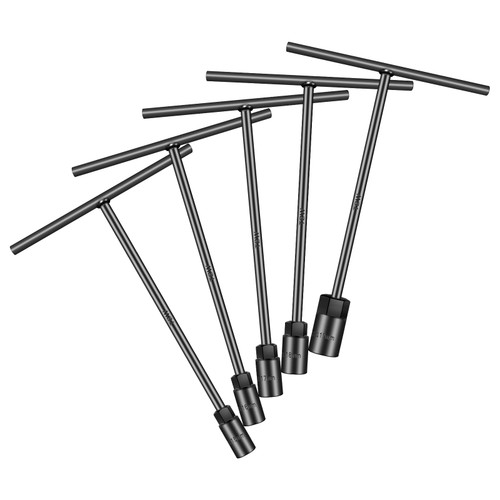 pgroup T - Handle Metric Socket Wrench Set 6- Point (15mm,16mm,17mm, 18mm,19mm) Cr-V Steel Lug Wrench Hex Socket for Motorcycle Car Bicycle Repair (5 Pack)